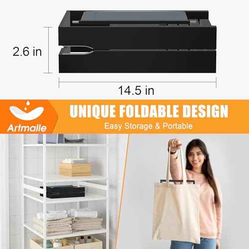 Luxury Bathtub Caddy Tray for Tub - Foldable Bamboo Bath Table Tray with Book and Wine Glass Holder, Expandable Bathroom Accessories for Spa or Reading Lite Style,Black