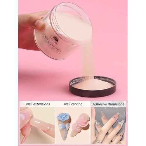 EBANKU 4 Colors Acrylic Powder Set Nude Pink White Clear Acrylic Nail Powder Acrylic Powder for Acrylic Nail Extension Nail Carving, Long-Lasting, No Nail Lamp Needed, Large Capacity 4.23oz*4