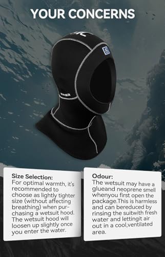XUKER Neoprene Wetsuit Hood Scuba Diving Hood 5/3mm for Men Women, Diving Cap Surfing Thermal Hood for Kayaking Snorkeling Swimming Sailing Canoeing Water Sports