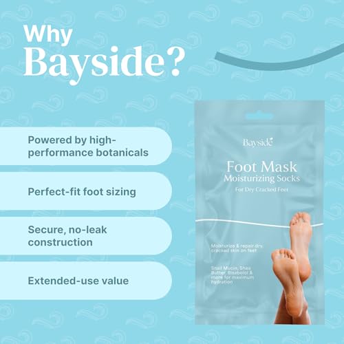 Foot Mask Moisturizing Socks for Dry Cracked Feet | Hydrates with Snail Mucin Shea Butter Hyaluronic Acid Bisabolol Vitamin E | Exfoliating Foot Mask for Callus Removal Dead Skin and Soft Feet