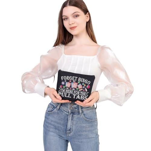 BDPWSS Bingo Makeup Bag - Themed Zipper Pouch for Pull Tabs Game, Gift for Gambling Lovers