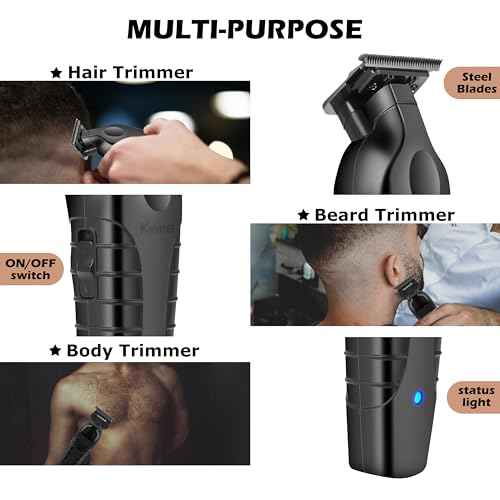 KEMEI 2299 Professional Hair/Beard Trimmer for Men Zero Gapped Hair Clippers for Barber with T Blade, Cordless Rechargeable