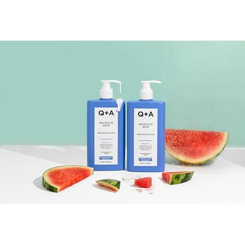 Q+A Salicylic Acid Smoothing Body Lotion (250ml), Body Moizturiser with Watermelon & Agave Scent, Body Butter Alternative, Smooths Rough Bumpy Skin, Clears Blemishes & Uneven Texture