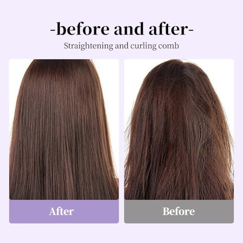 Ceramic Hairdressing Comb Smooth, 2025 New Hairdressing Comb for Straight and Curly Hairs, Upgrade Portable Wireless 2-in-1 Hairs Dressing Combs Fast Heating 3 Adjustable Temperatures (Purple)