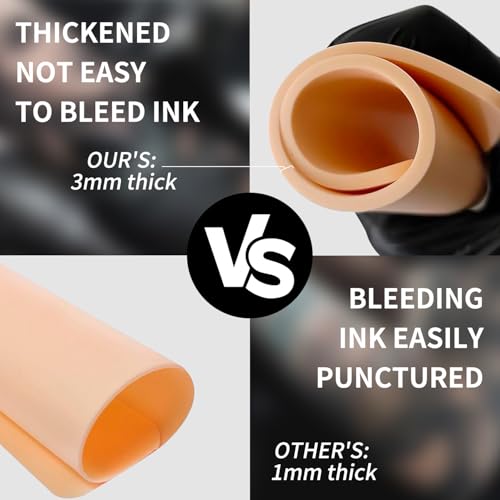 3MM Tattoo Skin Practice Kit - Judero 20Pcs Thick Fake Skin and Transfer Paper Set Includes 5Pcs Double Sided Blank Tattoo Practice Skins and 15Pcs Stencil Paper for Tatto Supplies