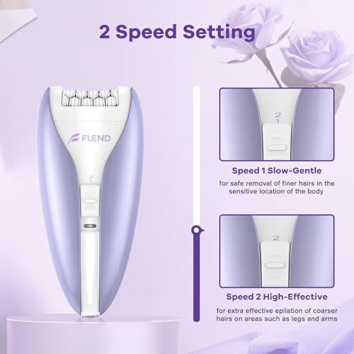 Silent Epilator for Women, 2-Speed Facial & Body Hair Remover, Smooth Glide Technology, for Face, Legs, Bikini & Arms