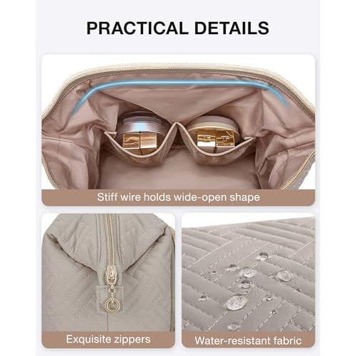 BAGSMART Travel Makeup Bag, Cosmetic Bag Make Up Organizer Case,Large Wide-open Pouch for Women Purse for Toiletries Accessories Brushes