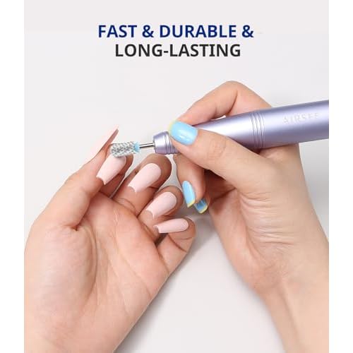 AIRSEE Tungsten Carbide Acrylic Nail Drill Bit Efile Electric File Machine Head Tip for Manicure Polishing Art Remove Gel 3/32" 2 Way Beginner Safety Round Top Cylinder Barrel 4X Coarse-4XC