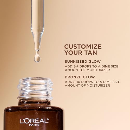 L'Oreal Paris Sublime Bronze Self Tanning Facial Drops with Hyaluronic Acid, Gradual Tan, Fragrance-Free, 1 fl. Oz