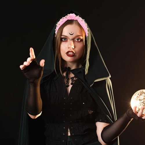 YARIEW Witch Headbands for Women Knotted Headband with Crown Magic Wand Witch Theme Birthday Party