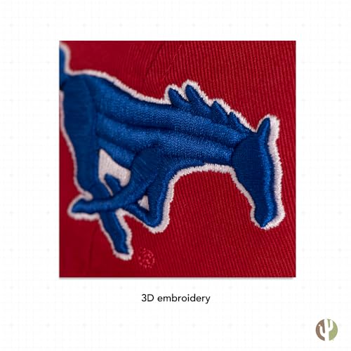 Desert Cactus Southern Methodist University Baseball Hat SMU Mustangs Brimmed Embroidered Cap Adjustable Cloth Strap Adult (Style B) Red