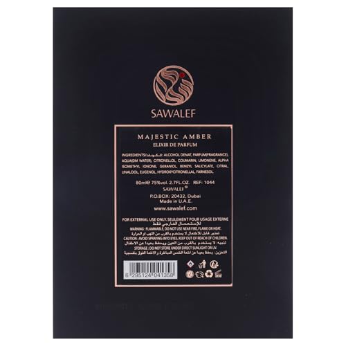 Swiss Arabian Sawalef Majestic Amber - Elegant Body Mist - Intense Long-Lasting Scent - Floral and Fruity Fragrance - Suitable for Daily Wear - 2.7 oz EDP Spray