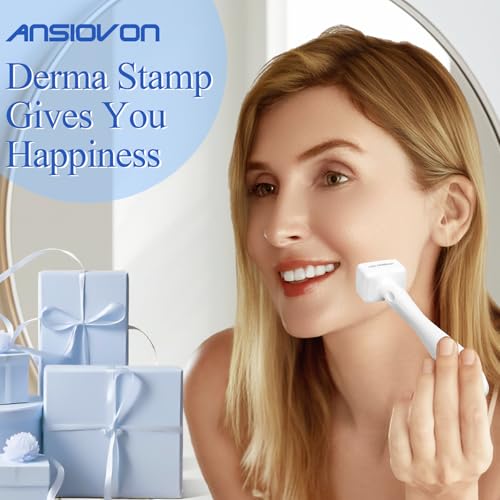 Derma Stamp - ANSIOVON Microneedling Stamp for Hair Face Scalp Beard - Microneedle Dermastamp at Home - Micro Needling Stamp for Women and Men