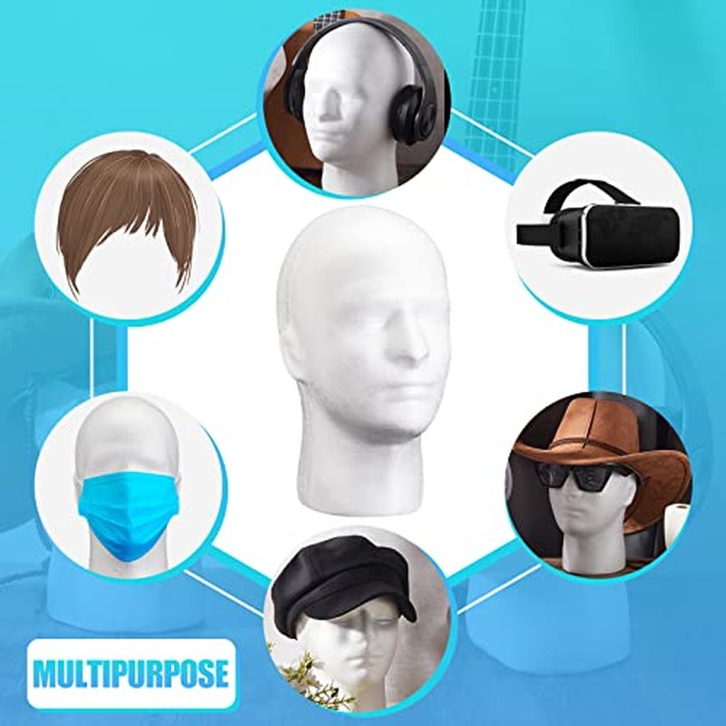 4 Count Wig Head Foam Mannequin Head Stand Wig Holder for Hat Display, White(21.26 Inch)
