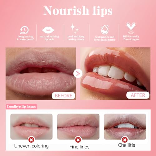 Hydrating Lip Oil, Nourishing Lip Lacquer with Non-Sticky Formula, Color Changing, 0.35 Ounce (2#, 1 Count (Pack of 1))