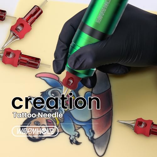 Wormhole Tattoo Cartridge Needles 7RS Needle Cartridge #12 Standard 7 Round Shader Tattoo Needles 20PCS Disposable Finger Ledge Cartridges 3.5MM Taper for Tattoo Gun Tattoo Supplies 1207RS
