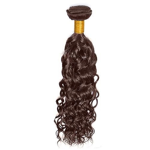 Chocolate Brown Bundles Human Hair Color 4 Water Wave Bundles Niegmeag Brazilian Virgin Remy Hair Single Bundle 18 Inch Double Weft Brown Wet and Wavy Bundle Hair Weave 100g