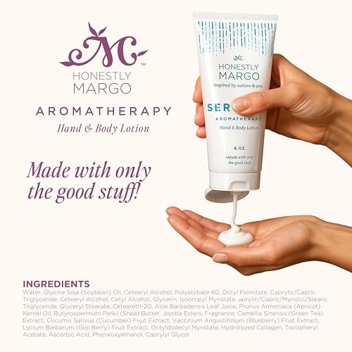 Honestly Margo Aromatherapy Hand & Body Lotion Set (Lavender, Eucalyptus and Citrus, 6 Oz) ? Hydrating Moisturizer with Essential Oils, Clean, Cruelty-Free Body Care, Bath Products, and Hand Cream