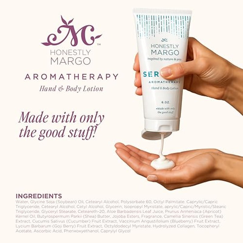 Honestly Margo Aromatherapy Hand & Body Lotion Set (Lavender, Eucalyptus and Citrus, 6 Oz) ? Hydrating Moisturizer with Essential Oils, Clean, Cruelty-Free Body Care, Bath Products, and Hand Cream
