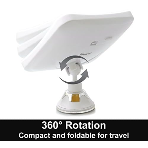 Fancii 10X Magnifying Lighted Makeup Mirror - Daylight LED Vanity Mirror - Compact, Cordless, Locking Suction, 6.5" Wide, 360 Rotation, Portable Illuminated Bathroom Mirror (Square)