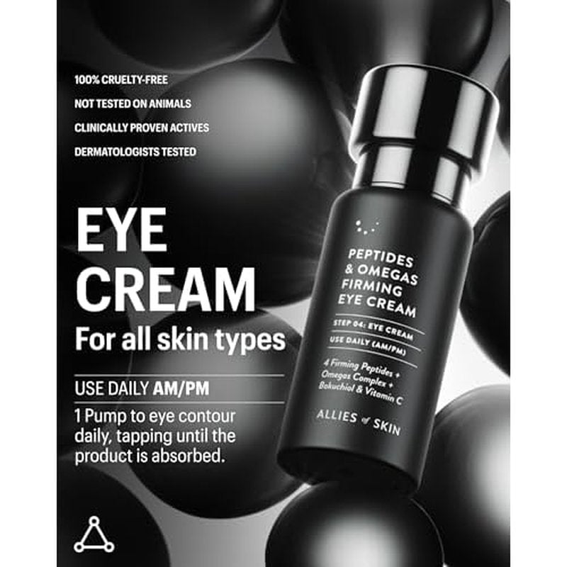 Allies of Skin Peptides Firming Eye Cream | Under Eye Moisturizer for Dark Circles & Puffiness | Bakuchiol, Ceramides and Vitamin C for Fine Lines and Under Eye Area | 0.5 oz