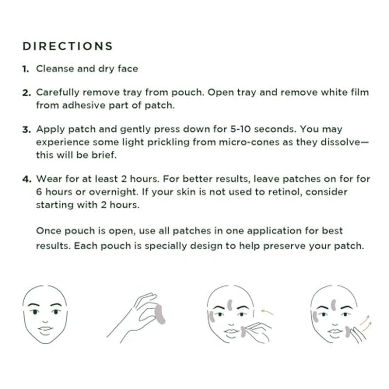 Deep Wrinkle Targeted Patches with Advanced Retinol, Hyaluronic Acid, Vitamin C, and Peptides for Forehead and Between Eyes, 6 Patches