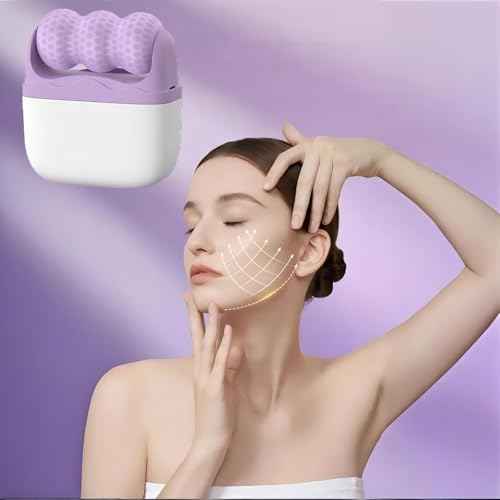 Ice Roller for Face and Eyes,Christmas Gifts for Women Mom,2 in 1 Face Roller and Travel Case,Facial Skin Care Tools,White Elephant Gifts(Purple)