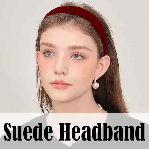 AUDTOPE 3Pcs Headbands for Women, Red Velvet Head Bands for Women's Hair Solid Soft Plain Hairband No Teeth Head Bands Cute Hair Accessories for Women