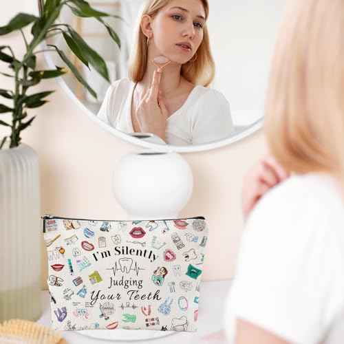 Dentist Gift Dental Gift for Women Makeup Bag Dental Assistant Gift Dental Hygienist Gift Cosmetic Bag Graduation Gift for Dentist Thank You Gift for Her Birthday Retirement Gift