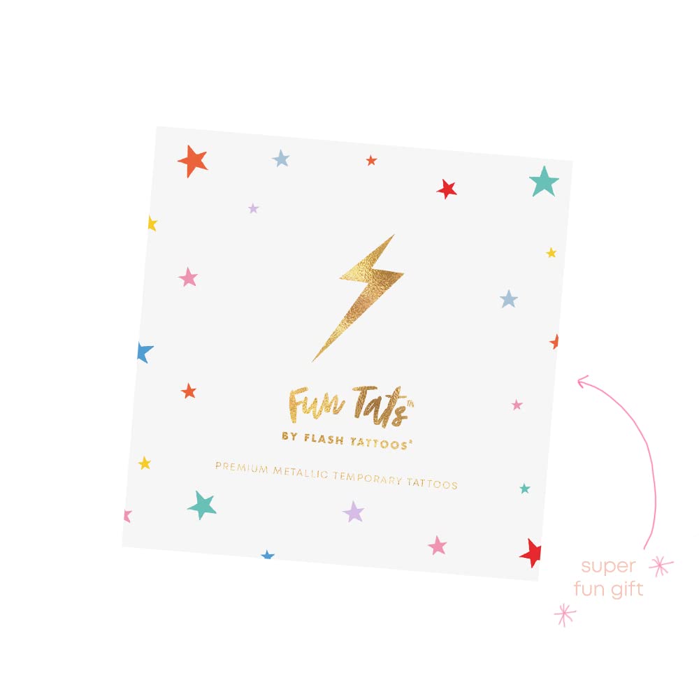 RAINBOW DELIGHT STARS set of 10 premium waterproof metallic foil temporary Flash Tattoos - Party Favors, temporary tattoo, rainbow tattoo, star tattoo, face jewels