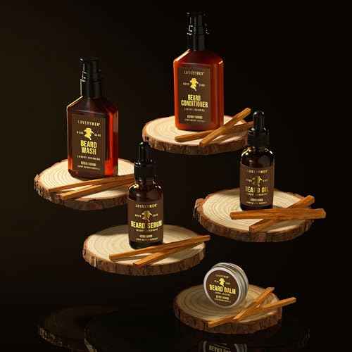LOVERY Beard Care Kit - Gifts for Dad -12pc Complete Grooming Set in Cedarwood, Beard Balm, Wash, Conditioner, Oil, Serum, Beard Pen Birthday Gifts for Men Boyfriend Husband, Mens Gifts for Him