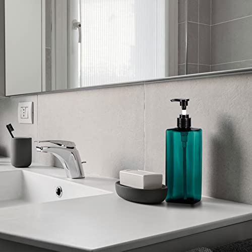 Shower Pump Bottles, Yebeauty 2pcs 17oz 500ML Refillable Pump Bottle Lotion Soap Dispenser Liquid Container Plastic Soap Dispenser for Shampoo Kitchen,Bathroom Body Wash, Sea Green