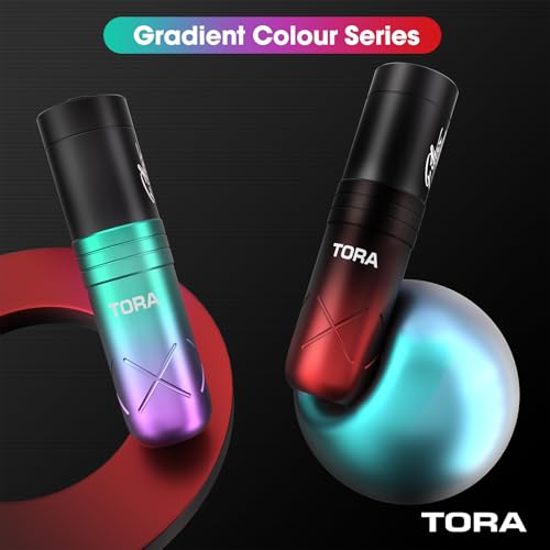 Filter Tora Tattoo Gun 3.5mm Stroke, Tattoo Machine Pen with 1600mAh Battery Power Rotary Tattoo Gun for Beginners and Artists (Blue Purple)