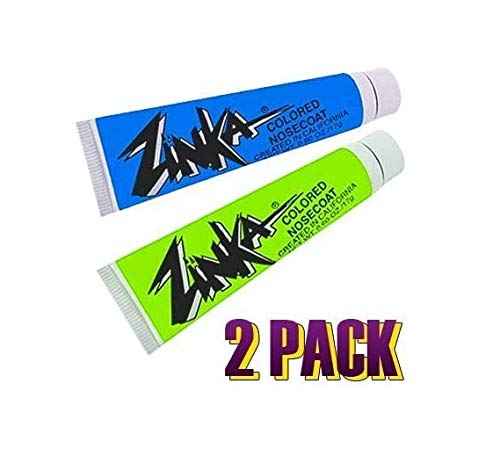 Zinka Colored Nosecoat Zinc Oxide Based Water Resistant 2 Pack Bundle 0.6 Ounce Tube - Blue Green