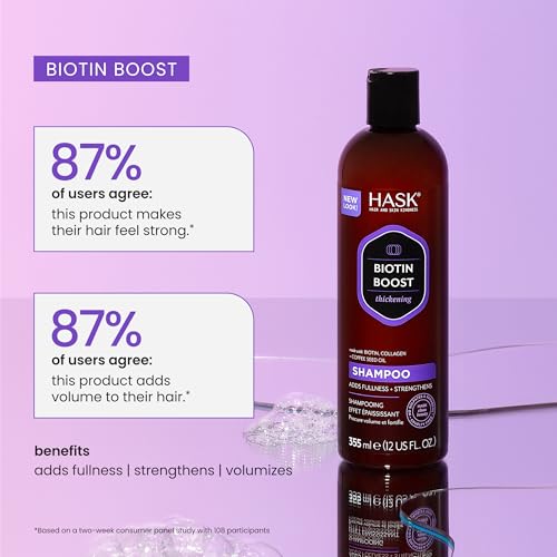 HASK Biotin Boost Thickening Shampoo + Conditioner Set | Adds Fullness, Strengthens, Volumizes, Sulfate-Free, Paraben-Free, Gluten-Free, Color Safe | 12oz each