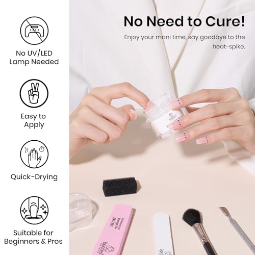 Beetles Dip Powder Clear Color, Transparent Nail Dipping Powder Crystal Clear French Nail Art Basic Starter No Nail Lamp Needed Manicure Salon DIY at Home for Women