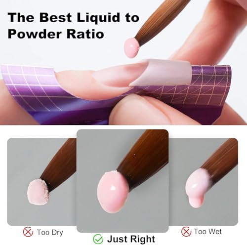 Acrylic Nail Kit with liquid Monomer,6 colors Glitter Acrylic powder UV Lamp for Beginners with Everything Nail Supplies (White)