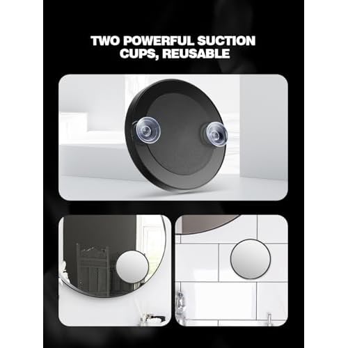 20X/30X/40X Magnifying Mirror with Suction Cups and Tweezers Set, 3.5 inches Travel Magnified Makeup Mirror, Black, 3PCS