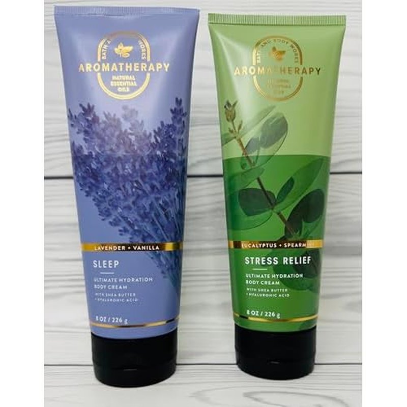 Bath & Body Works Aromatherapy Eucalyptus Spearmint and Lavender Vanilla Ultimate Hydration Body Cream 8 Ounces Pack of 2