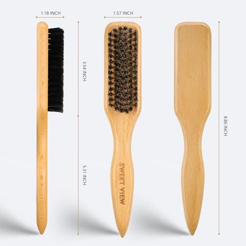 Boar Bristle Slick Back Hair Brush & Hair Wax Stick for Smooth Flyaways, Frizz, Sleek Ponytail, Buns and Edge Baby Hair, Styling Accessories for Girls, Kids and Women