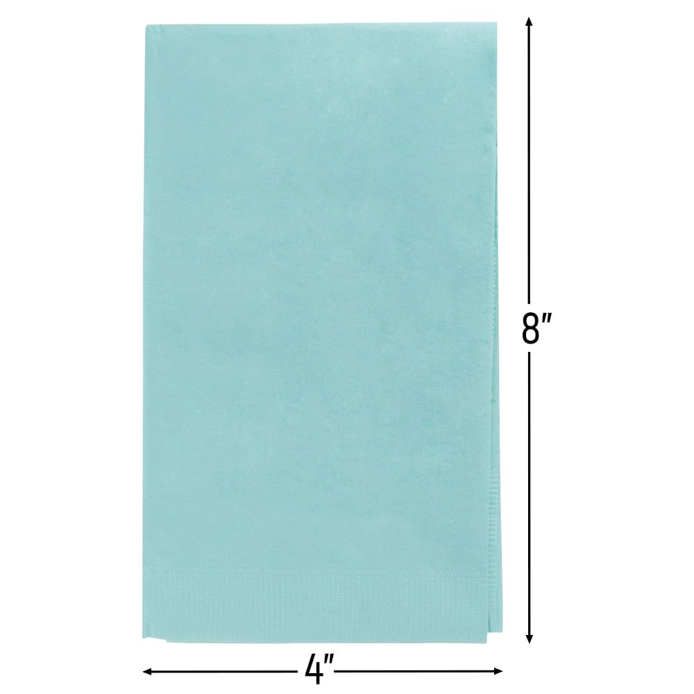Robin's Egg Blue 2-Ply Guest Towels - 8" x 4" (Pack Of 40) - Luxury Paper Hand Towels For Parties & Events