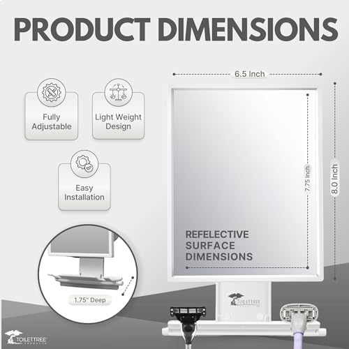ToiletTree Products Fogless Shower Mirror for Shaving & Makeup - Adjustable - Anti-Fog Mirror with Squeegee