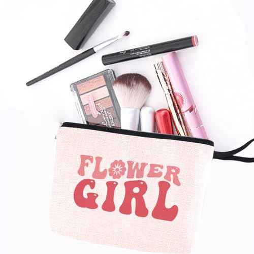Flower Girl Proposal Flower Girl Gift Makeup Bag Wedding Gifts Bridal Party Gifts Cosmetic Bag for Women Bridesmaid Gifts Zipper Pouch Bag Bridal Shower Gifts Travel Toiletry Bag Wedding Party Gifts