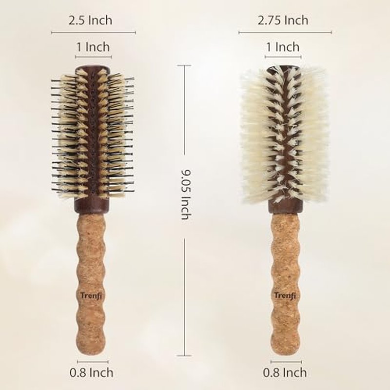 Professional 2.5" Round Brush for Thick & Coarse Hair | Reinforced Boar Bristle & Nylon Blend | Ultra-Light Ergonomic Cork Handle | Smooths Frizz into Polished, Glass-Like Shine