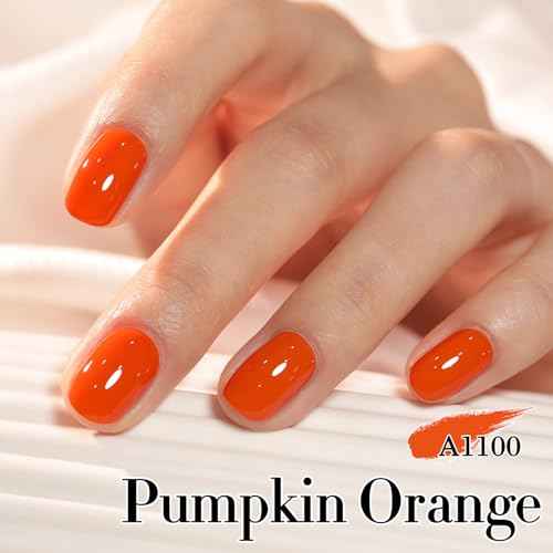 Double Rhythm 0.50 OZ Gel Polish Hema Free Same Color Same Bottle Golden Round Translucent Neutral Natural Milky 15 ML Jelly UV Polish Art DIY at Home (Dark Orange-C1100)
