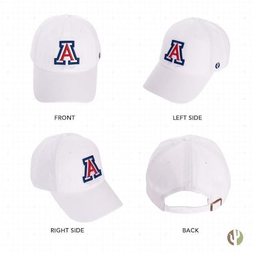 Desert Cactus University of Arizona Baseball Hat UA Wildcats Brimmed Embroidered Hats Cap Adjustable Cloth Strap Adult (US, Alpha, One Size, White)