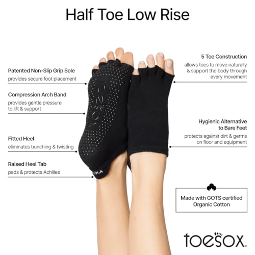 Grip Half Toe Low Rise 2 Pack Charcoal and Echo Small
