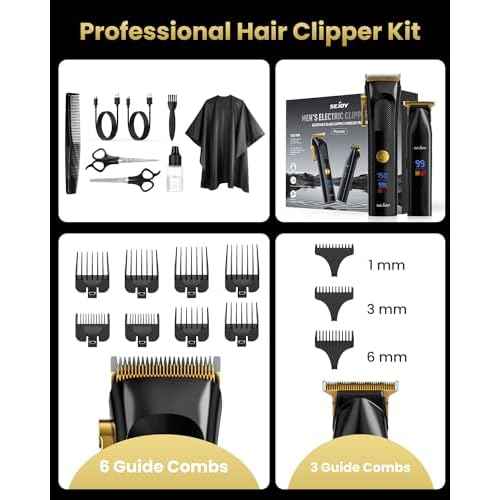 Hair Clippers for Men Professional, Cordless Clippers for Hair Cutting Clippers and Trimmers Set with LED Display Rechargeable Haircut Machine for Household, Gifts for Men