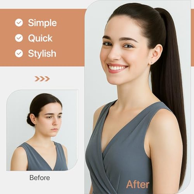 Claw Clip In Ponytail Extension, 100% Human Hair Ponytail Extension, No Tangle & Smooth, 115g, 18 Inch #Light Brown