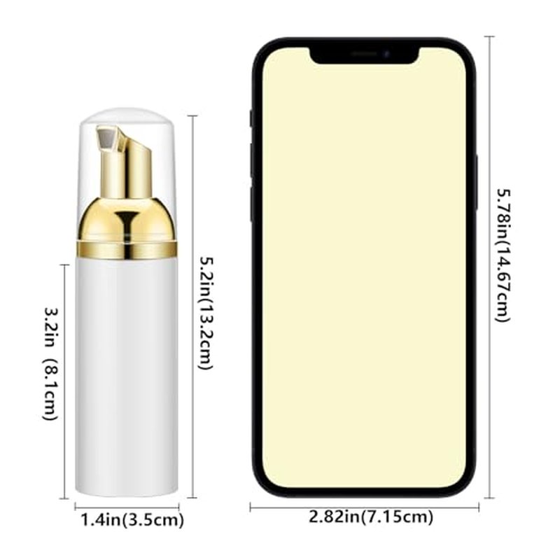 Lil Ray 100PCS White Foam Bottle with Gold Pump, Empty Travel Foaming Dispensers for Hand Soap,Lash Shampoo(2 Oz)